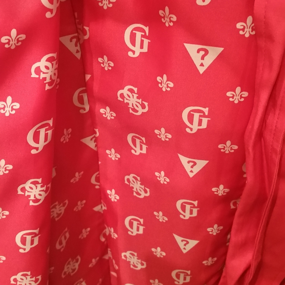 Red Guess trench coat with hoodie & belt